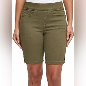 DKNY Jeans Stretchy Womens Comfort Pull-On Bermuda Shorts, green size medium